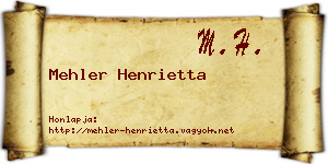 Mehler Henrietta névjegykártya